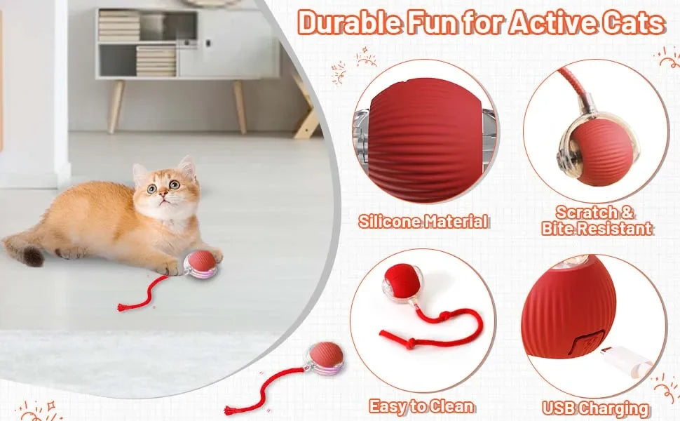 Dog Cat Interactive Ball. Automatic Rolling Ball